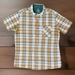 Kuhl Button Up Short Sleeve Shirt Men's Size M Plaid 100% Organic Cotton